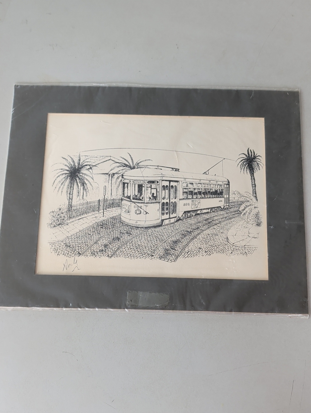 VTG Archie Boyd "Charley Car " Pen & Ink Illustration Signed
